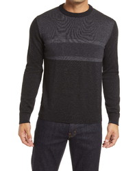 Bugatchi Stripe Merino Wool Blend Crewneck Sweater