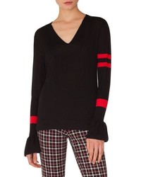 Akris Punto Stripe Wool Bell Sleeve Sweater