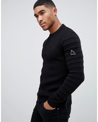 Chasin' Stuard Knitted Jumper With Biker Sleeve Detail