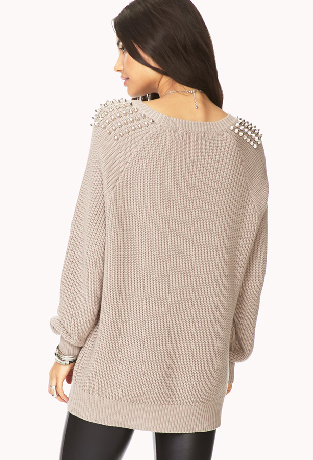 Forever 21 Studded Shoulder Sweater, $27 | Forever 21 | Lookastic