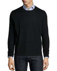 Neiman Marcus Superfine Cashmere Crewneck Sweater Black
