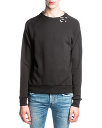 Saint Laurent Sweatshirt W Neckline Embellisht Black