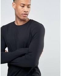 Asos Tall Muscle Long Sleeve T Shirt With Crew Neck In Black
