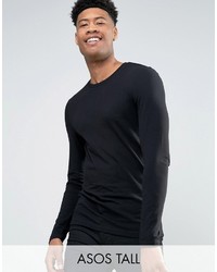Asos Tall Muscle Long Sleeve T Shirt With Crew Neck In Black