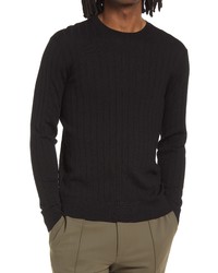 Emporio Armani Textured Stripe Wool Crewneck Sweater