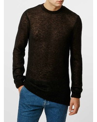Topman Premium Black Mohair Blend Crew Neck Sweater