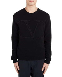 Valentino Vltn Logo Crewneck Wool Cashmere Sweater