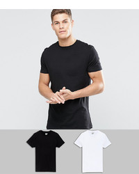ASOS DESIGN 2 Pack Longline T Shirt In Blackwhite With Crew Neck Save