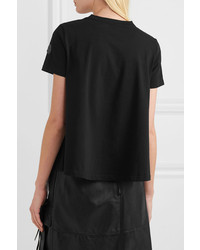 Moncler Genius 6 Noir Kei Ninomiya Perforated Poplin And Cotton Jersey T Shirt