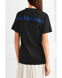 Balenciaga Appliqued Cotton Jersey T Shirt