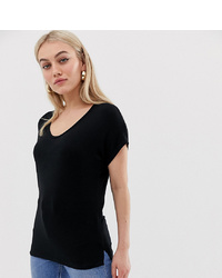 Asos Petite Asos Design Petite T Shirt With Drapey Batwing Sleeve In Black