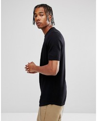 ASOS DESIGN Asos Longline Knitted T Shirt With Curved Hem In Black