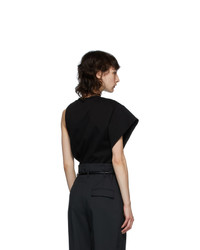 3.1 Phillip Lim Black Asymmetric Sleeve T Shirt
