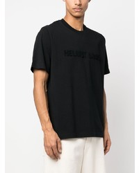 Helmut Lang Black Flocked Logo Short Sleeved T Shirt