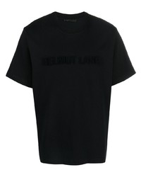 Helmut Lang Black Flocked Logo Short Sleeved T Shirt