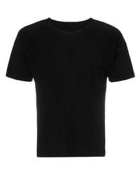 Homme Plissé Issey Miyake Black Pleated Short Sleeved T Shirt