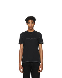 Givenchy Black Ribbed Vintage Logo T Shirt