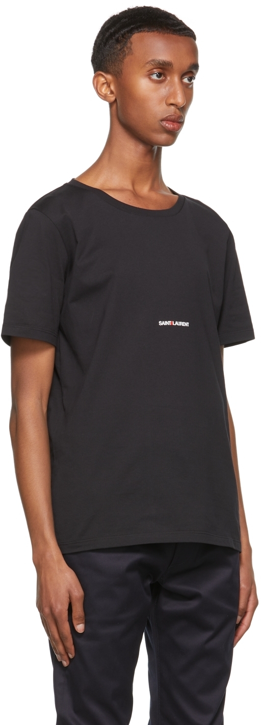 Saint Laurent Black Rive Gauche Logo T Shirt, $0 | SSENSE | Lookastic