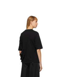 Enfold Black Soft Decorative Pleated T Shirt