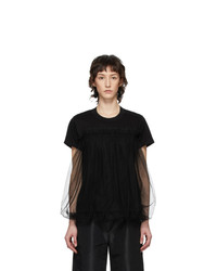 Noir Kei Ninomiya Black Tulle Overlay T Shirt