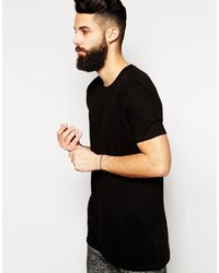 Asos Brand Longline T Shirt In Knitted Wool Effect