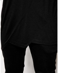 Asos Brand Longline T Shirt With Asymmetric Hem Panels