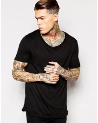Asos Brand Longline T Shirt With Stretch Neck And Dropped Hem