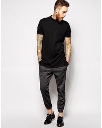 Asos Brand Longline T Shirt With Turtleneck And Roll Sleeves