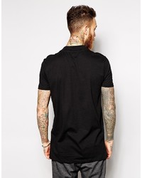Asos Brand Longline T Shirt With Turtleneck And Roll Sleeves