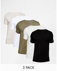 Asos Brand Muscle T Shirt With Crew Neck 5 Pack Save 20%