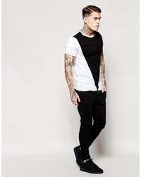 Asos Brand Muscle T Shirt With Cut And Sew Triangle Panel