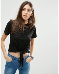 Asos Collection Cropped T Shirt With Knot Front