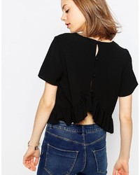 Asos Collection Ruffle Hem Tee With Raw Edge Detail