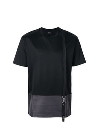 Les Hommes Contrast Cut T Shirt With Suspender