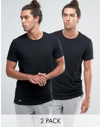 Lacoste Crew Neck T Shirt In 2 Pack In Black Slim Fit