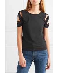 Helmut Lang Cutout Cotton Jersey T Shirt