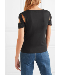 Helmut Lang Cutout Cotton Jersey T Shirt