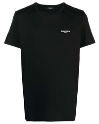 Balmain Flocked Logo Cotton T Shirt
