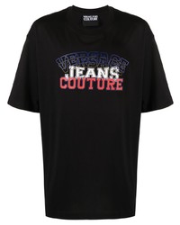 VERSACE JEANS COUTURE Flocked Logo Cotton T Shirt
