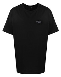 Balmain Flocked Logo Print T Shirt