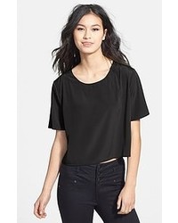Frenchi Woven Crop Tee Black Small
