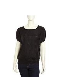 Grayse Sequined Banded Mesh Tee Black