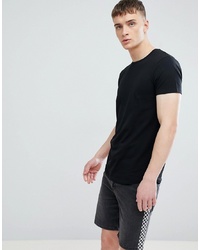 Esprit Longline Muscle Fit T Shirt In Black With Curved Hem