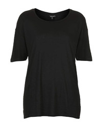 Topshop Loose Fitting Basic Short Sleeve T Shirt In Black 100% Viscose Machine Washable