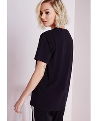Missguided Roll Sleeve Cotton T Shirt Black