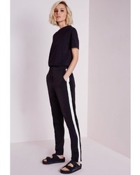 Missguided Roll Sleeve Cotton T Shirt Black