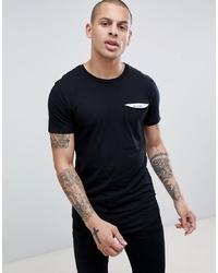 Religion Muscle Fit T Shirt With Taped Pocket In Black