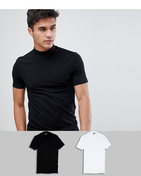 ASOS DESIGN Muscle Fit T Shirt With Turtle Neck 2 Pack Save