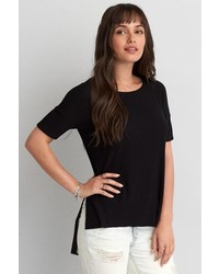 American Eagle Outfitters O Ribbed Side Slit T Shirt