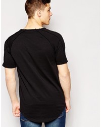 Only Sons Only Sons Longline T Shirt With Raw Edge And Curved Hem